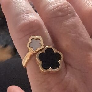 Gold and Black Flower Ring